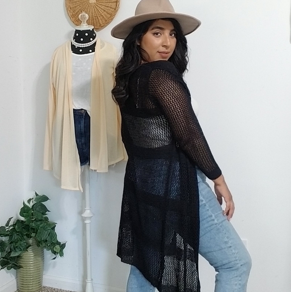 GOOD VIBES BLACK STRIPE CARDIGAN - Picture 11 of 15